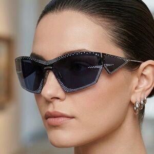 New! Givenchy GV4100US 16V Stylish Blue Rhinestone Sunglasses, Authentic